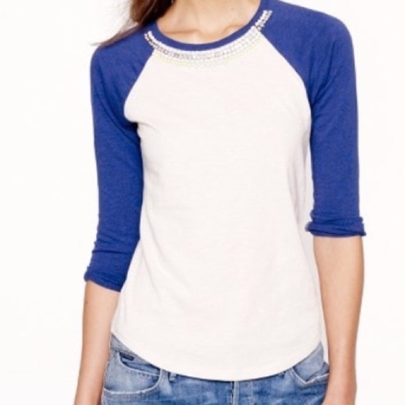 NWOT J. Crew Jeweled baseball tee - Picture 4 of 8